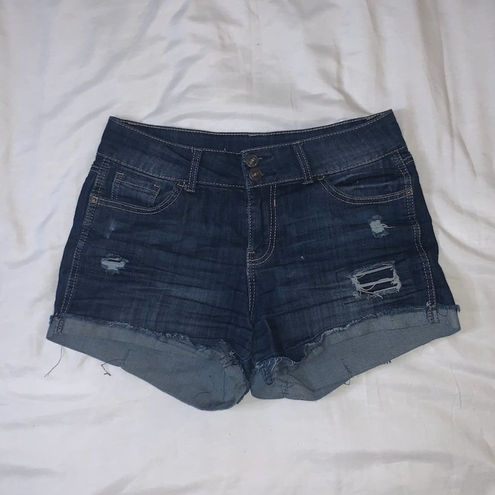 Thigh-length Blue Jean Shorts